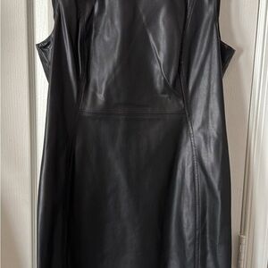 Calvin Klein Black Faux Leather Zip Detail Dress size 12